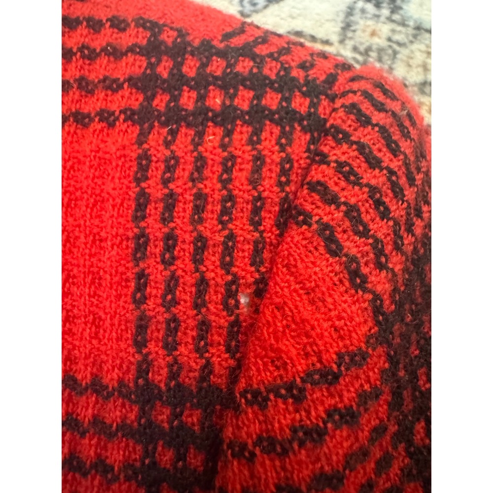 Vintage Focus-2000 Red Black Plaid Wool Skirt Suit Blazer Set Size‎ 10 Retro - Picture 6 of 9